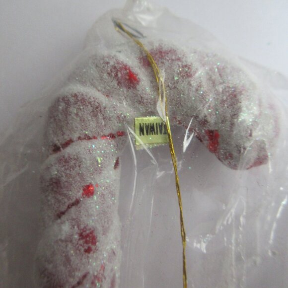 3  Blow Mold 8" Candy Cane Ornaments Red, Blue, Gold Glitter Golden Sleigh NIP - Picture 10 of 13